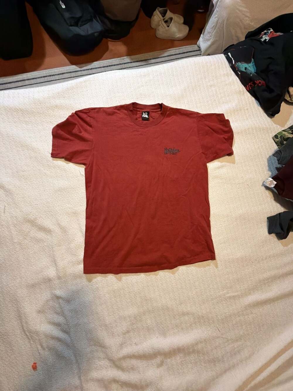Vintage 90s No Fear Death Is Nature's Way Of Saying Slow Down Maroon T-Shirt